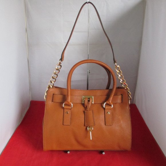 Michael Kors Hamilton Medium E / W Leather Satchel Bag $298 Luggage#010